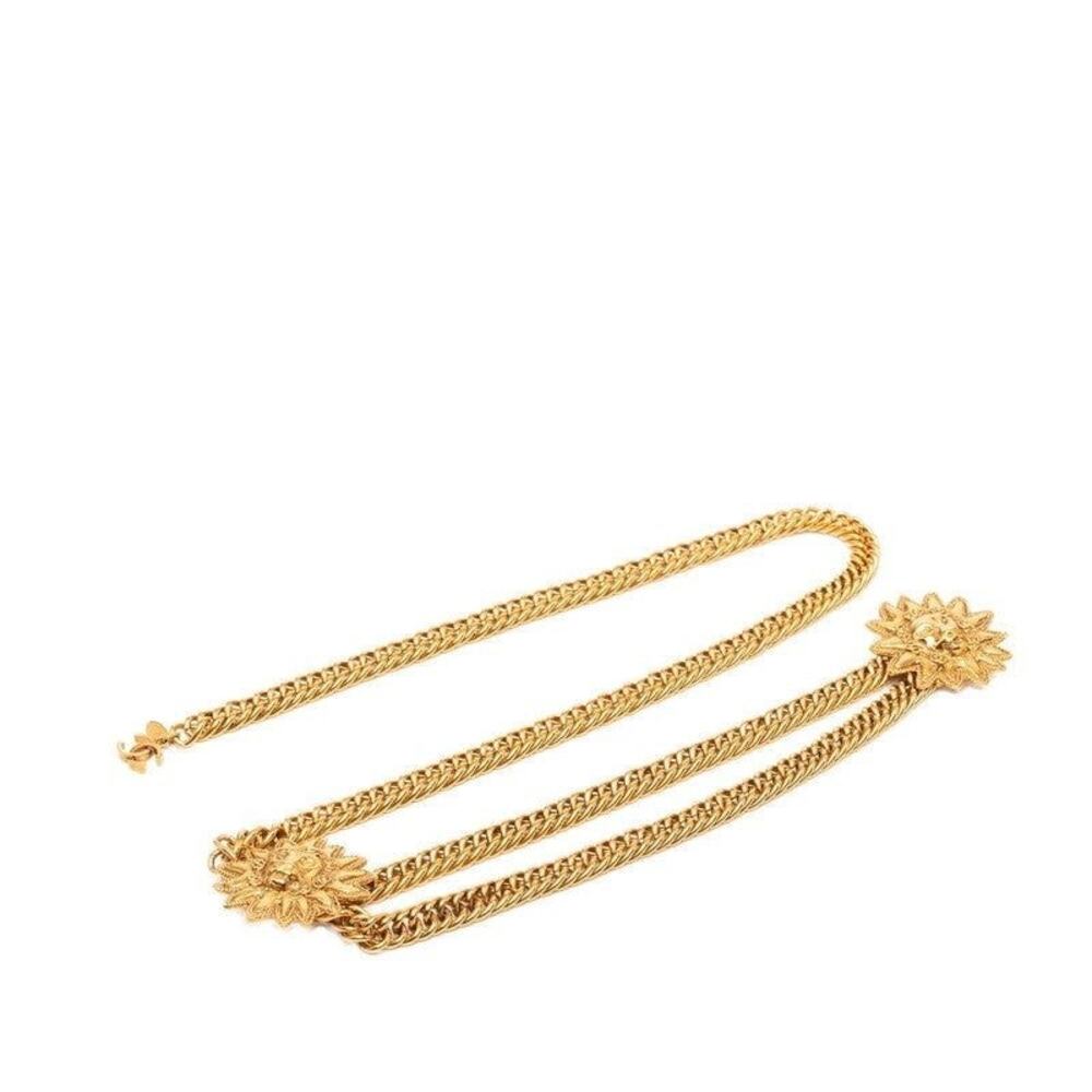 Chanel Vintage CC Logo Lion Motif Chain Belt Gold Plated